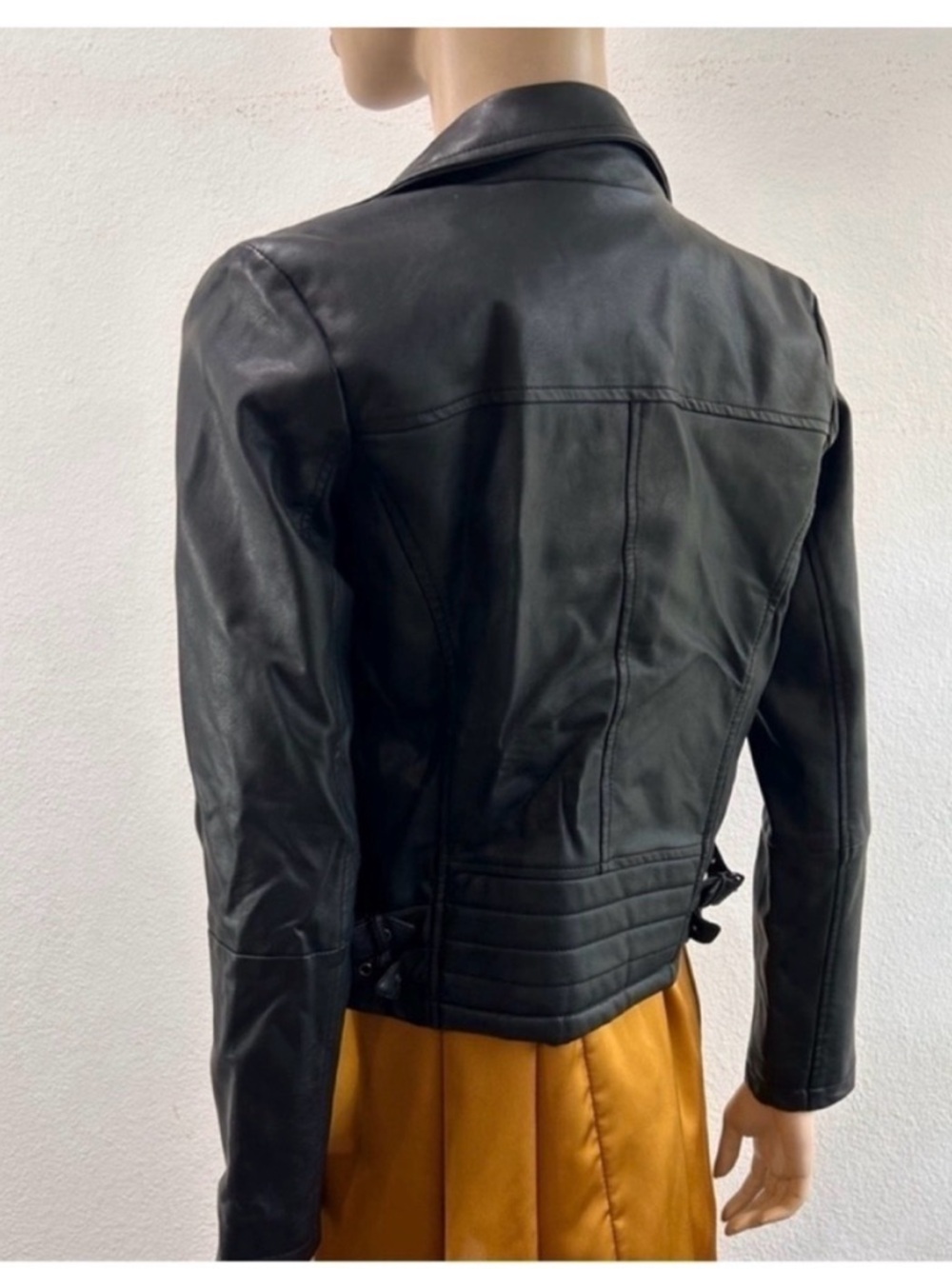 Coffee shop Black Faux Leather Moto Jacket - Sleek Zip Detail - Picture 2 of 16